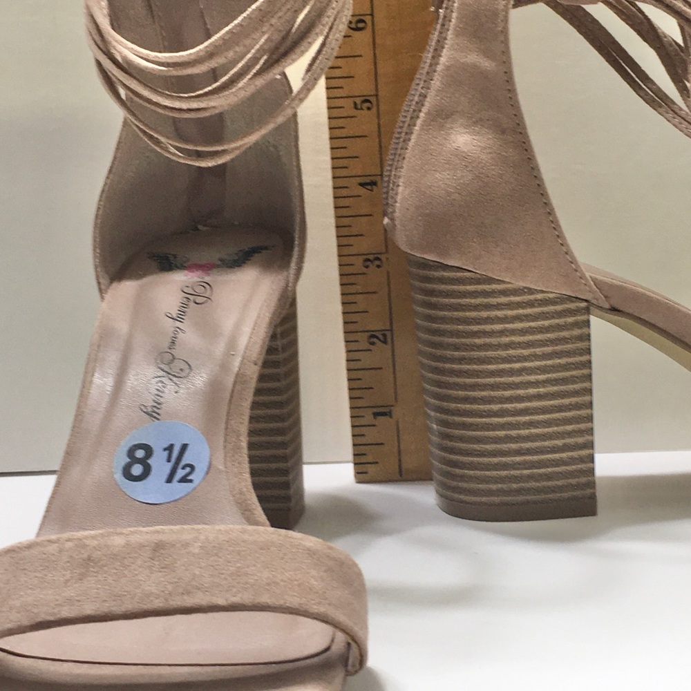 Chunky Heel Sandel, Beige, Size 8.5